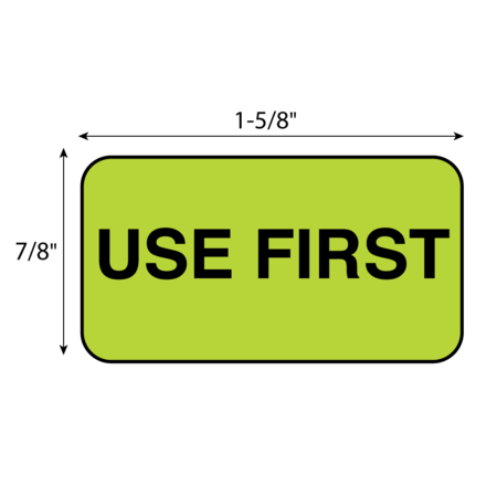 Nevs Label, USE FIRST 7/8" x 1-5/8" Fluorescent Chartrouese w/ black L-4188